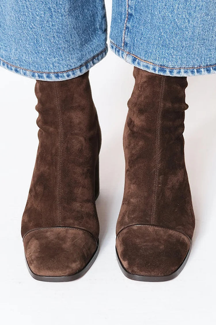 Stiefeletten Damen mit eckiger Schuhspitze und Blockabsatz - 2 - Annoboutique