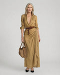 Maxikleid Damen mit Wickelschnitt und tailliertem Design - 1 - Annoboutique