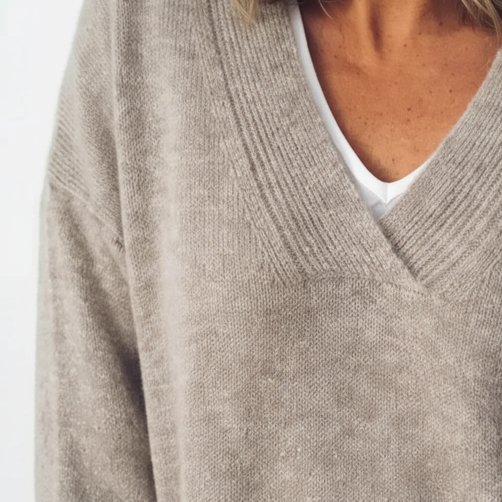 Damen Pullover mit V-Ausschnitt und lockerer Passform für entspannte Tage - 3 - Annoboutique