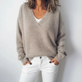 Damen Pullover mit V-Ausschnitt und lockerer Passform für entspannte Tage - 4 - Annoboutique