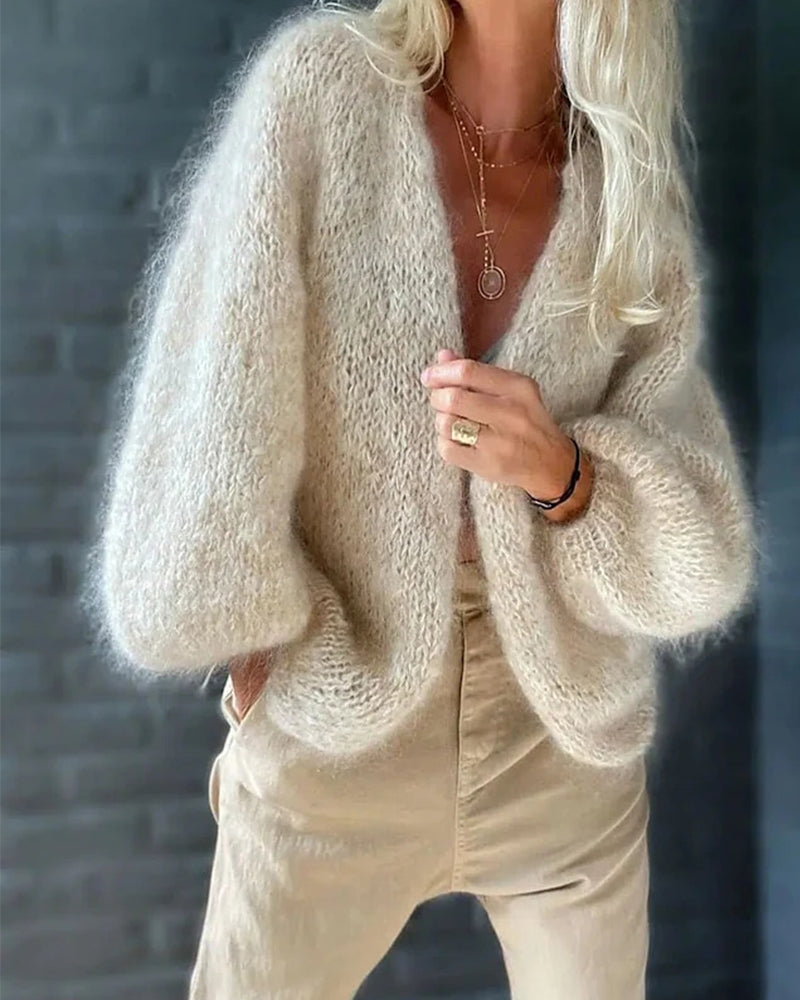 Cardigan Damen mit lässigem Schnitt und voluminösen Ärmeln - 1 - Annoboutique