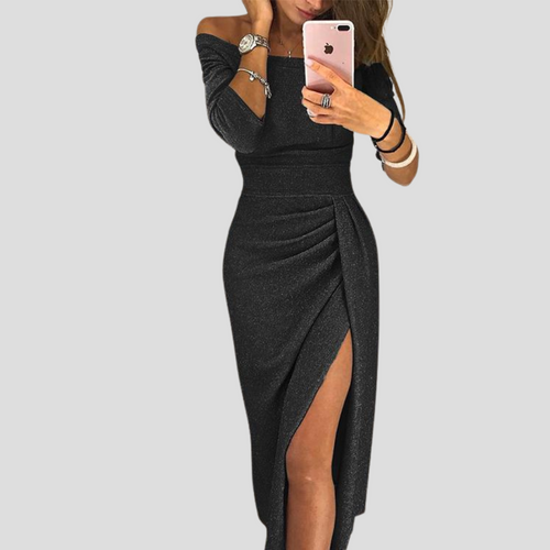 Abendkleid Damen mit Wickelschnitt und seitlichem Schlitz - 1 - Annoboutique
