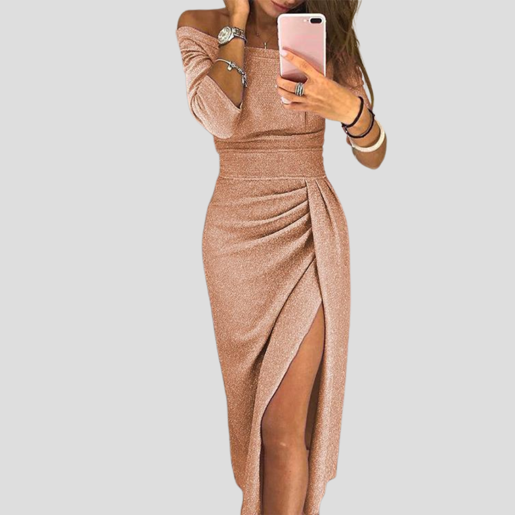 Abendkleid Damen mit Wickelschnitt und seitlichem Schlitz - 2 - Annoboutique