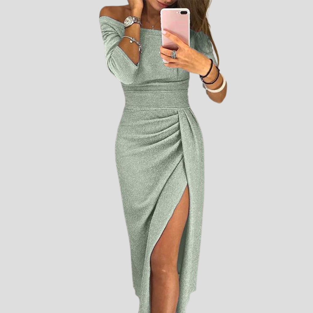 Abendkleid Damen mit Wickelschnitt und seitlichem Schlitz - 6 - Annoboutique