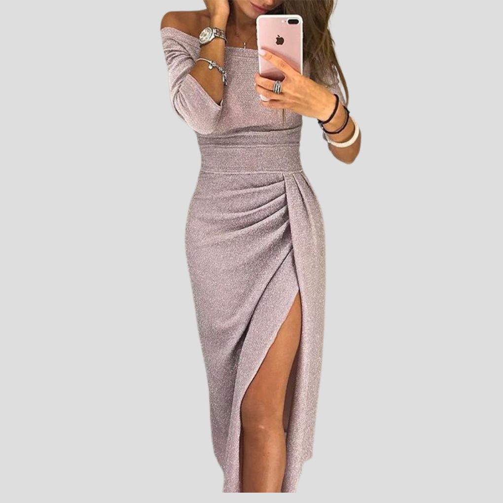 Abendkleid Damen mit Wickelschnitt und seitlichem Schlitz - 7 - Annoboutique