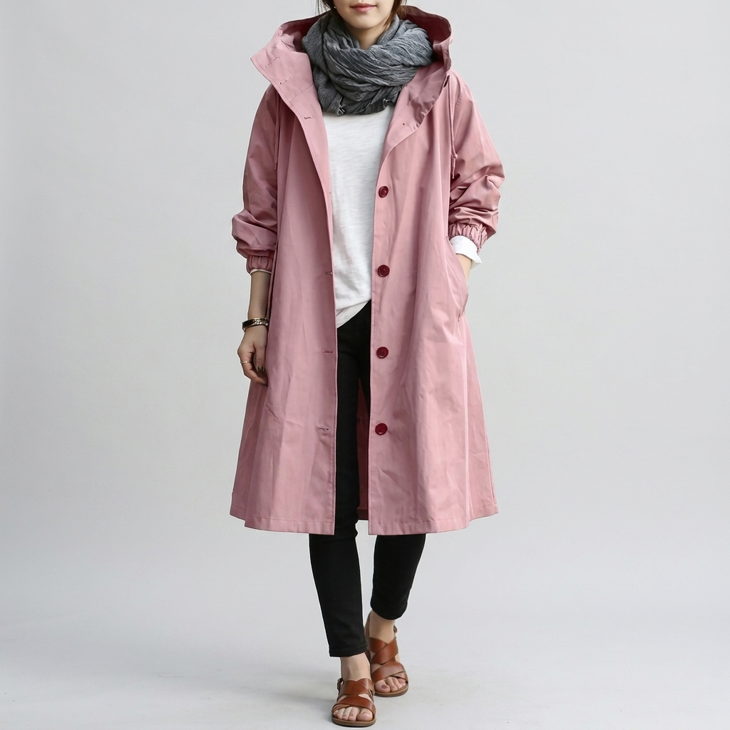 Damen Trenchcoat mit Kapuze und tailliertem Schnitt - 7 - Annoboutique