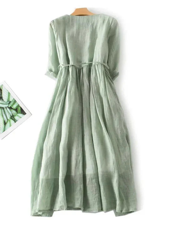 Maxikleid Damen mit Taillengürtel und Rüschen - 4 - Annoboutique