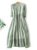 Maxikleid Damen mit Taillengürtel und Rüschen - 4 - Annoboutique
