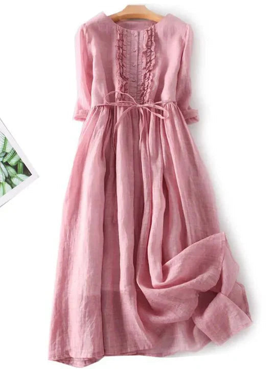 Maxikleid Damen mit Taillengürtel und Rüschen - 5 - Annoboutique