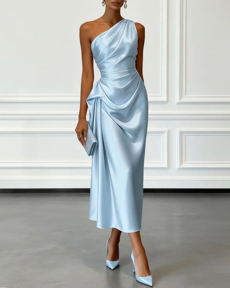 Abendkleid Damen mit asymmetrischem Schnitt und Wickeldetail - 1 - Annoboutique