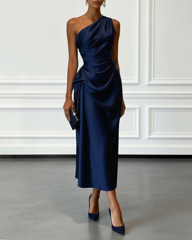 Abendkleid Damen mit asymmetrischem Schnitt und Wickeldetail - 2 - Annoboutique