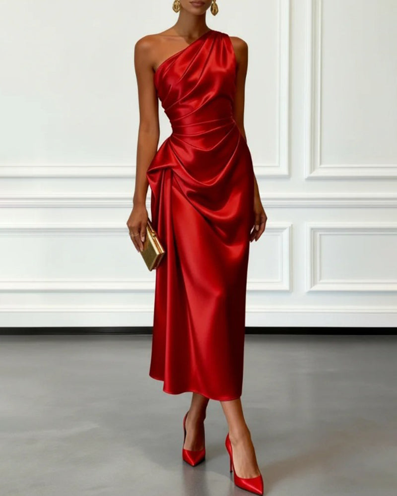Abendkleid Damen mit asymmetrischem Schnitt und Wickeldetail - 3 - Annoboutique