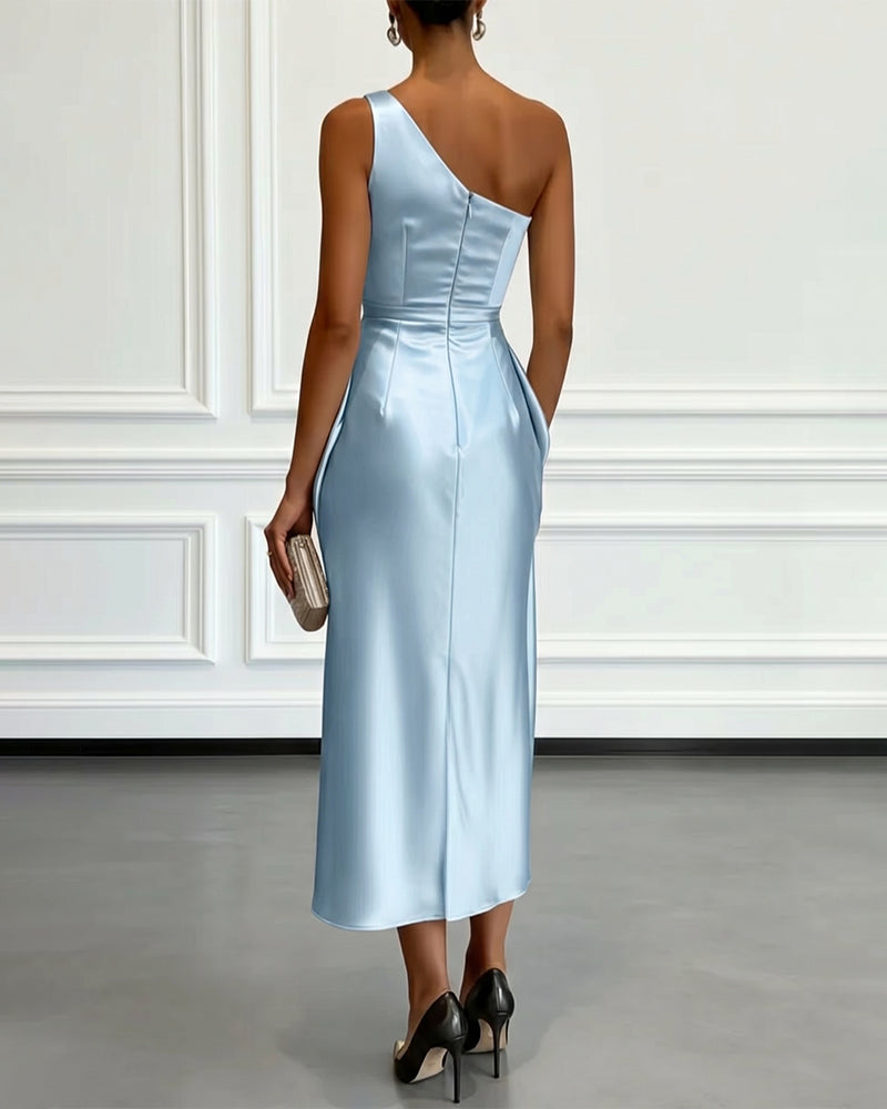 Abendkleid Damen mit asymmetrischem Schnitt und Wickeldetail - 5 - Annoboutique