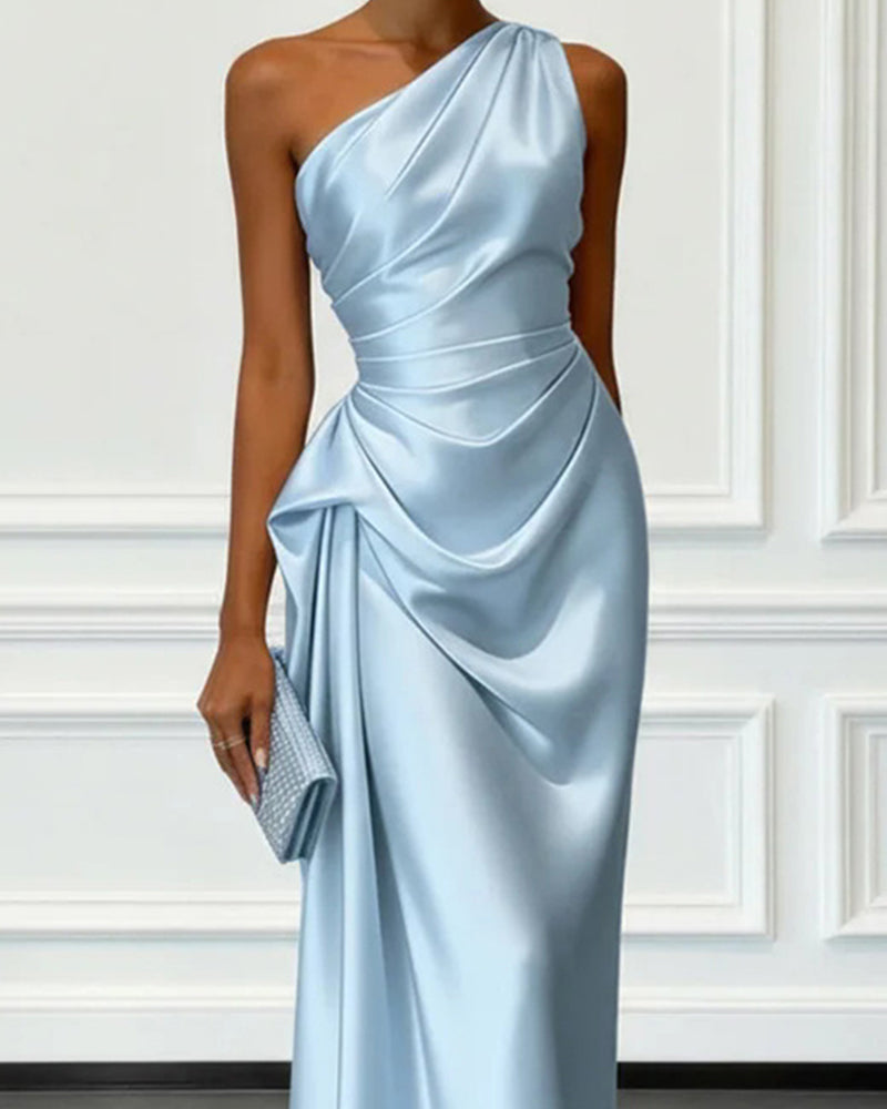 Abendkleid Damen mit asymmetrischem Schnitt und Wickeldetail - 6 - Annoboutique