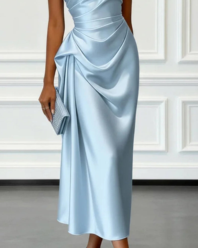 Abendkleid Damen mit asymmetrischem Schnitt und Wickeldetail - 7 - Annoboutique
