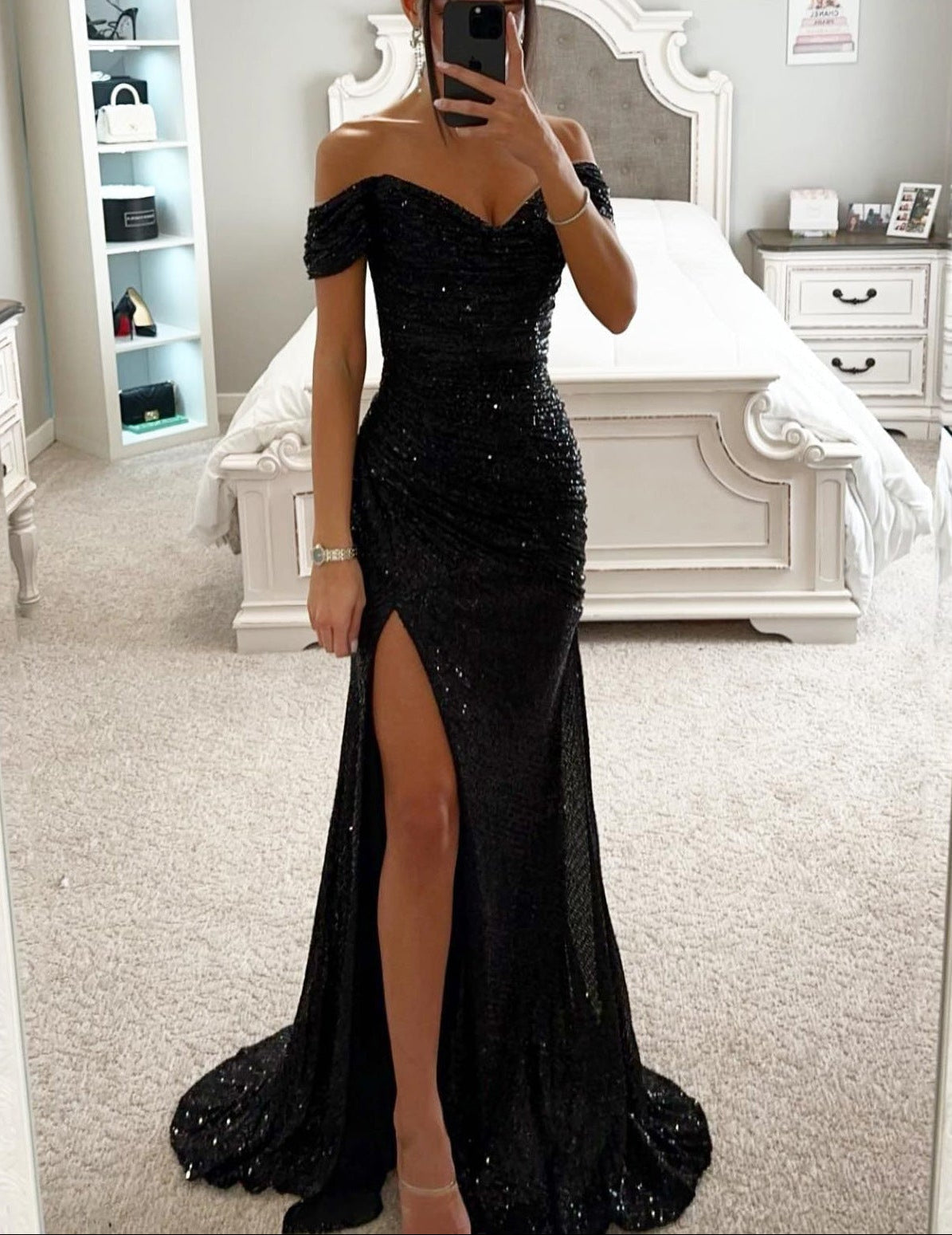 Abendkleid Damen mit Wickelausschnitt und schimmerndem Design - 6 - Annoboutique