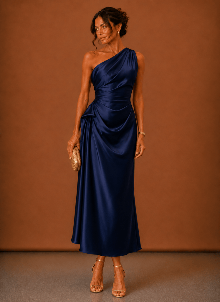 Abendkleid Damen mit asymmetrischem Ausschnitt und taillierter Silhouette - 14 - Annoboutique