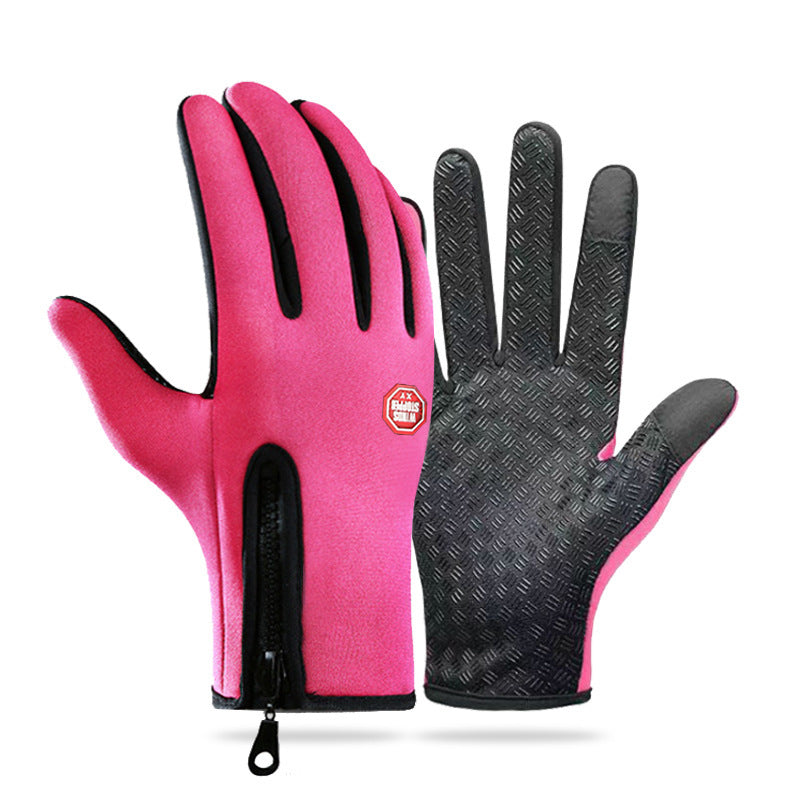 Damen Fingerhandschuhe mit rutschfester Grip-Oberfläche und praktischem Reißverschluss - 4 - Annoboutique