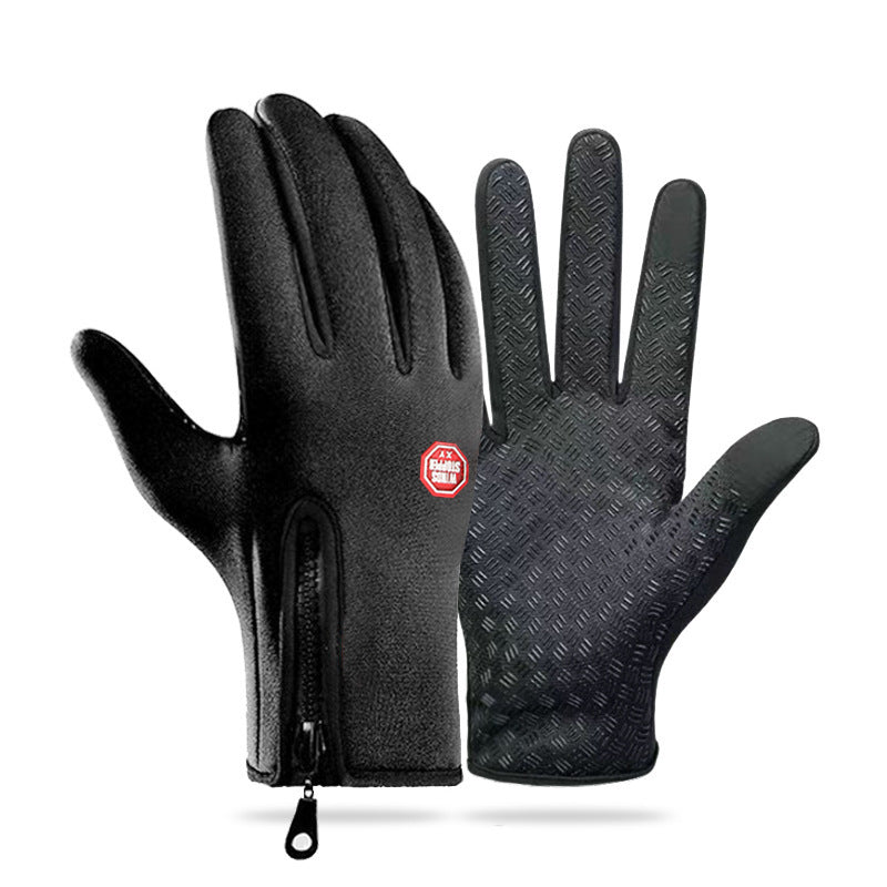 Damen Fingerhandschuhe mit rutschfester Grip-Oberfläche und praktischem Reißverschluss - 6 - Annoboutique