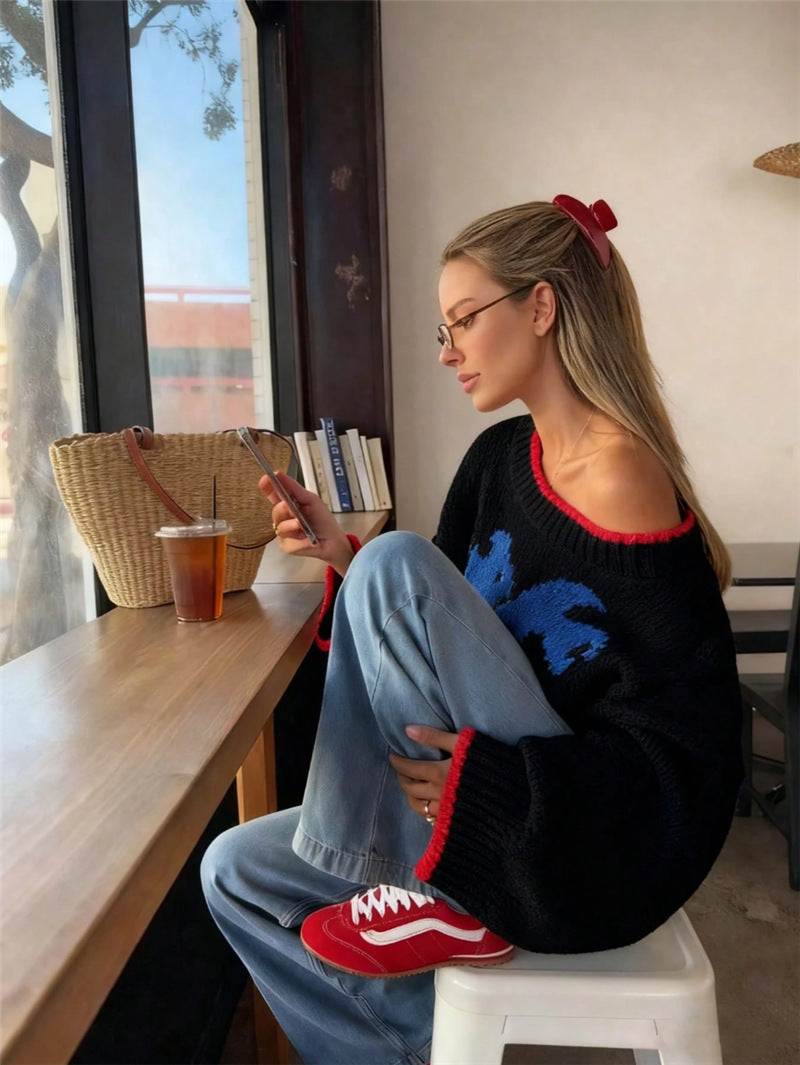Pullover Damen mit weitem Schnitt und auffälligem Design - 1 - Annoboutique