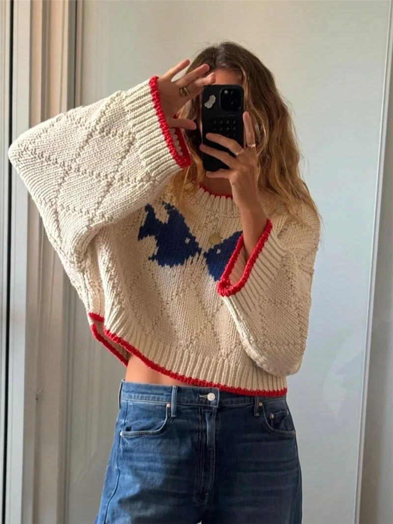 Pullover Damen mit weitem Schnitt und auffälligem Design - 2 - Annoboutique