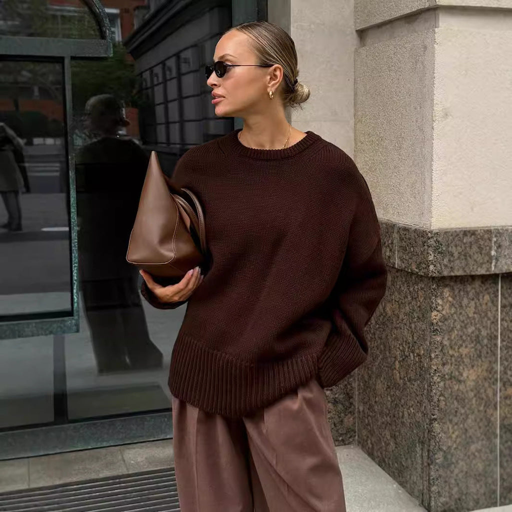 Pullover Damen mit lässigem Oversize-Schnitt und Rundhalsausschnitt - 2 - Annoboutique