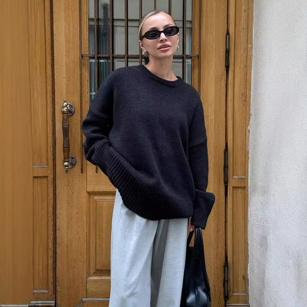 Pullover Damen mit lässigem Oversize-Schnitt und Rundhalsausschnitt - 7 - Annoboutique