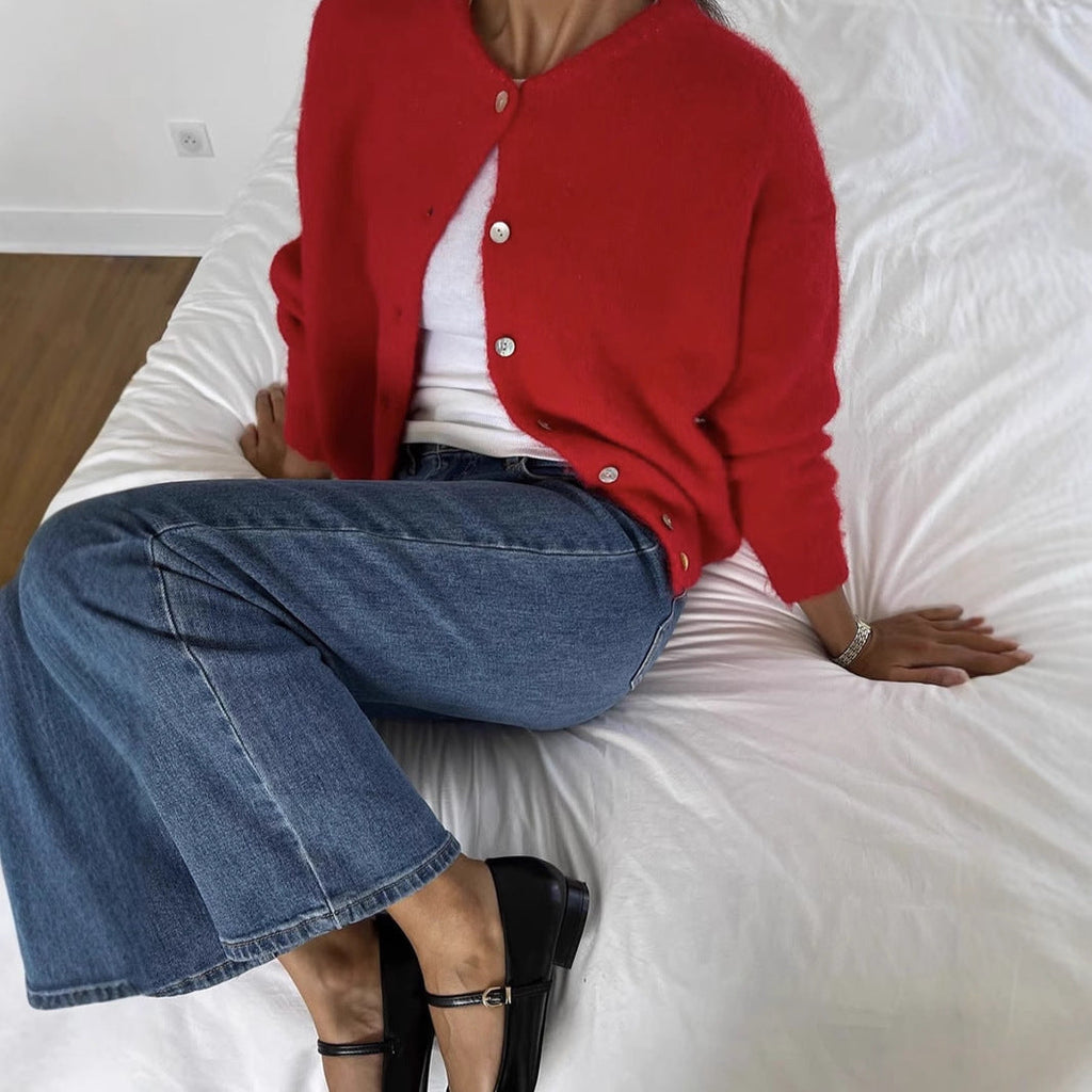 Cardigan Damen mit Knopfdetails und lässigem Schnitt - 2 - Annoboutique