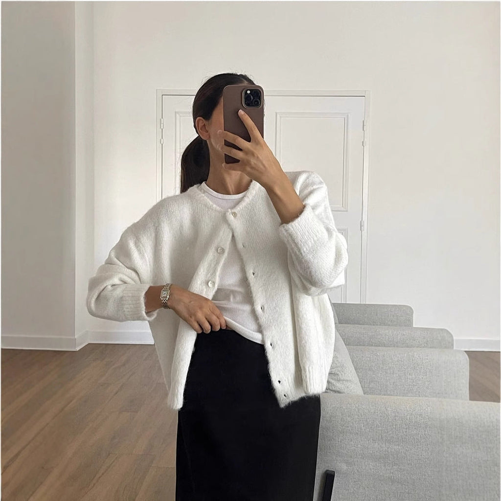Cardigan Damen mit Knopfdetails und lässigem Schnitt - 3 - Annoboutique