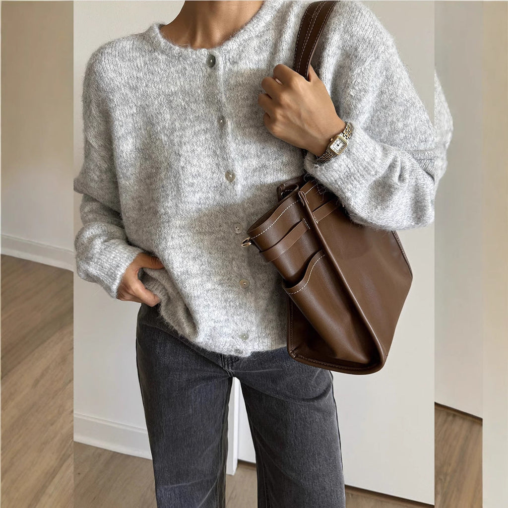Cardigan Damen mit Knopfdetails und lässigem Schnitt - 7 - Annoboutique