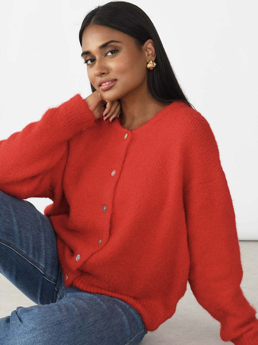 Cardigan Damen mit Knopfdetails und lässigem Schnitt - 9 - Annoboutique