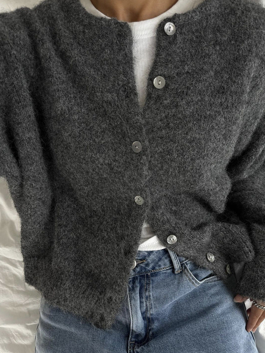 Cardigan Damen mit Knopfdetails und lässigem Schnitt - 10 - Annoboutique