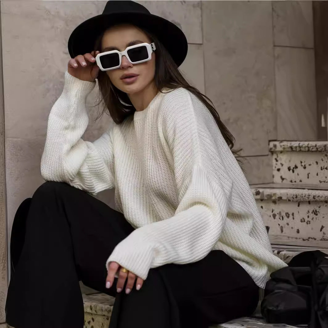 Pullover Damen mit Rundhalsausschnitt und lässigem Schnitt - 1 - Annoboutique