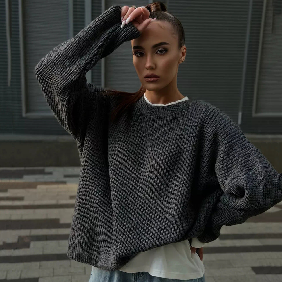 Pullover Damen mit Rundhalsausschnitt und lässigem Schnitt - 3 - Annoboutique