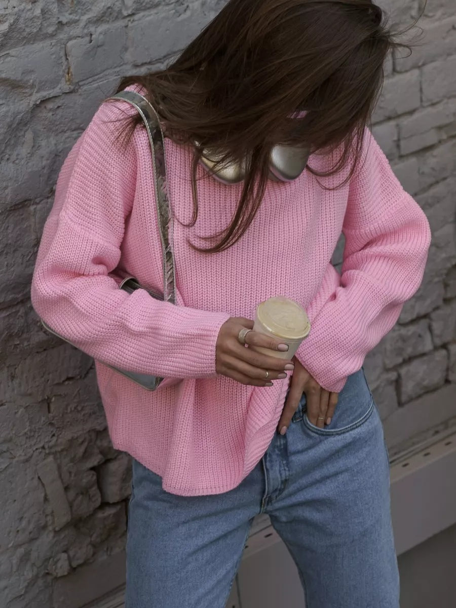 Pullover Damen mit Rundhalsausschnitt und lässigem Schnitt - 5 - Annoboutique