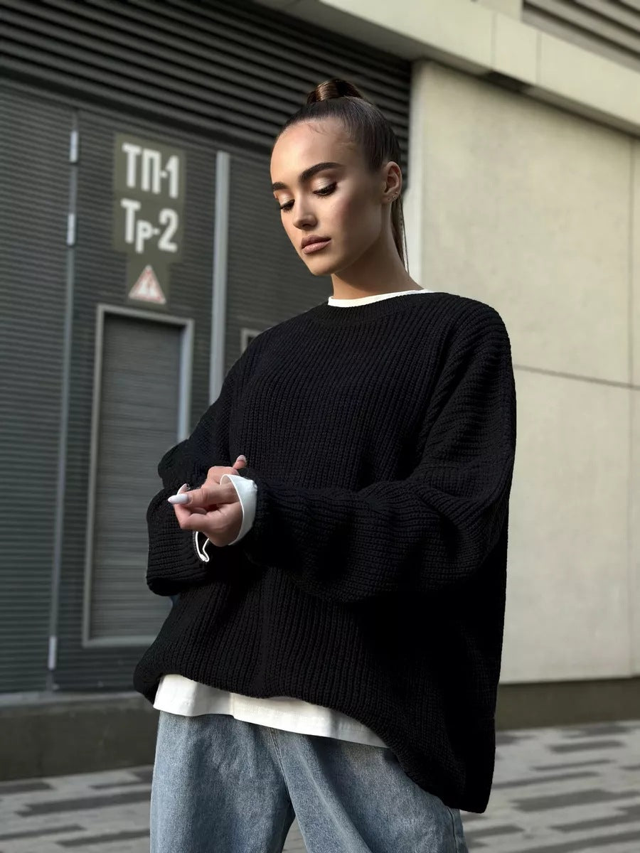 Pullover Damen mit Rundhalsausschnitt und lässigem Schnitt - 11 - Annoboutique