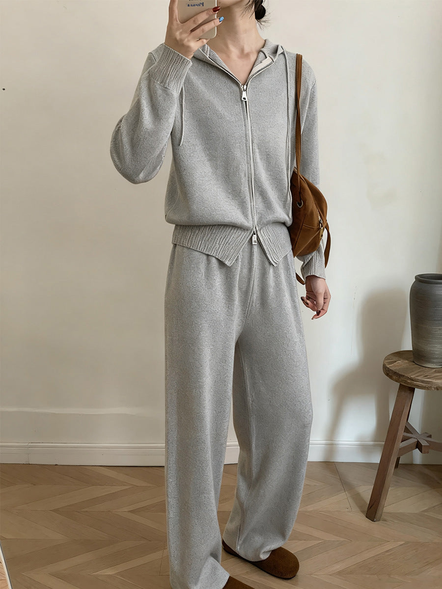 Damen Lounge Set mit Kapuze und bequemer Passform - 4 - Annoboutique