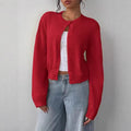 Cardigan Damen mit Rundkragen und Knopfverschluss – lockere Passform - 2 - Annoboutique