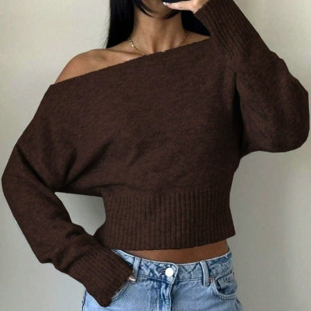 Off-Shoulder Pullover Damen mit weitem Schnitt und langen Ärmeln - 1 - Annoboutique
