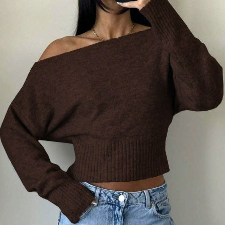 Off-Shoulder Pullover Damen mit weitem Schnitt und langen Ärmeln - 2 - Annoboutique