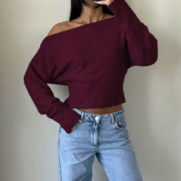 Off-Shoulder Pullover Damen mit weitem Schnitt und langen Ärmeln - 3 - Annoboutique