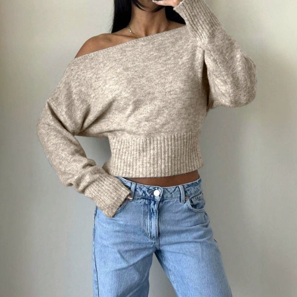 Off-Shoulder Pullover Damen mit weitem Schnitt und langen Ärmeln - 4 - Annoboutique