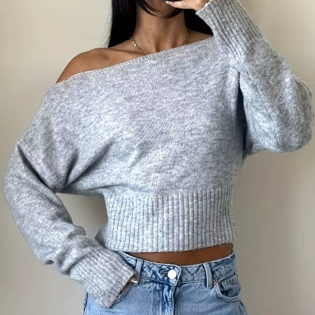 Off-Shoulder Pullover Damen mit weitem Schnitt und langen Ärmeln - 5 - Annoboutique