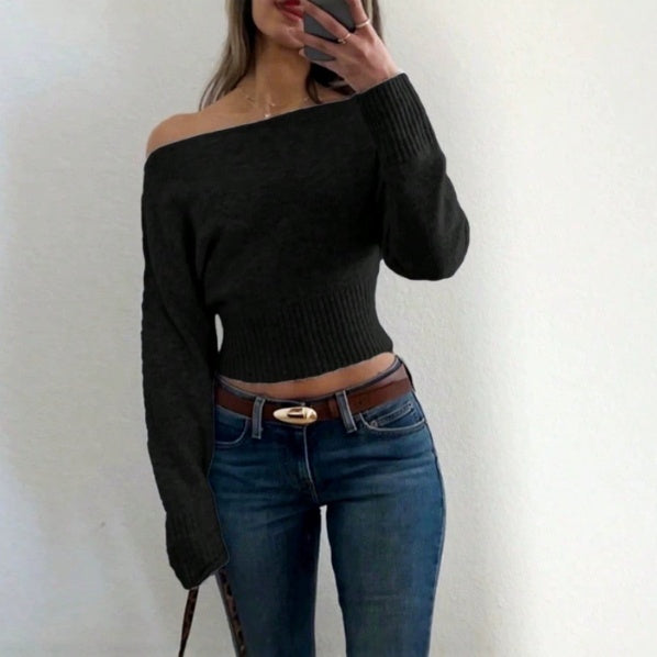 Off-Shoulder Pullover Damen mit weitem Schnitt und langen Ärmeln - 6 - Annoboutique