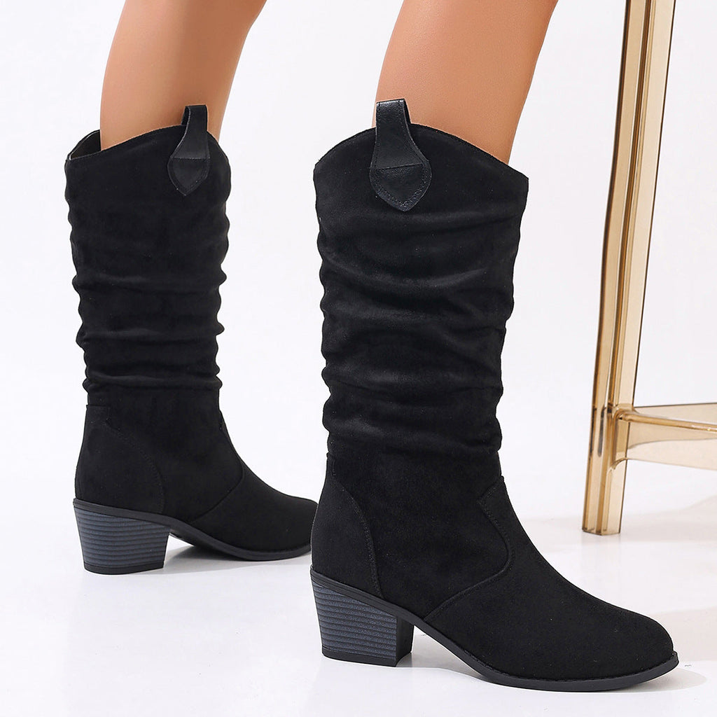 Stiefel Damen mit Blockabsatz und Raffungen - 3 - Annoboutique