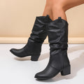 Stiefel Damen mit Blockabsatz und Raffungen - 5 - Annoboutique