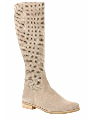 Damen Stiefel mit hohem Schaft und perforiertem Design - 6 - Annoboutique