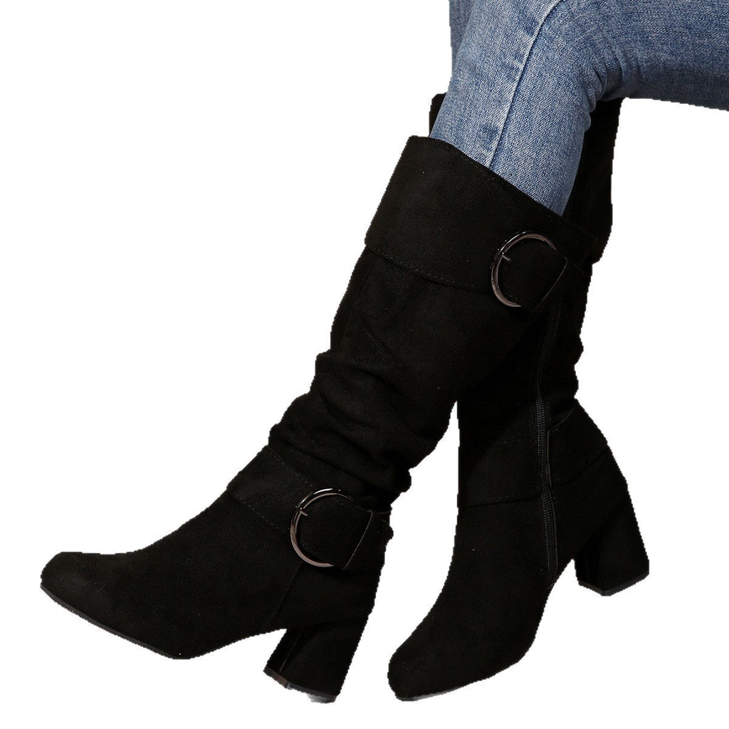 Stiefel Damen mit modischer Schnalle und Blockabsatz - 3 - Annoboutique