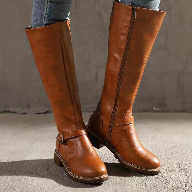 Damen Stiefel mit Blockabsatz und seitlichem Reißverschluss - 2 - Annoboutique