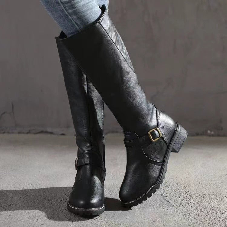 Damen Stiefel mit Blockabsatz und seitlichem Reißverschluss - 3 - Annoboutique